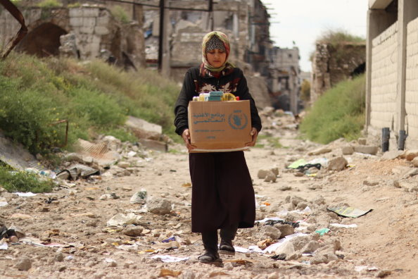 WFP Food distribution in Aleppo, Syria. Photo: WFP/ Khudr Alissar WFP