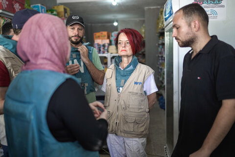 팔레스타인 가자지구의 WFP 식량 지원 현장을 방문한 코린 플라이셔 본부장 ⓒWFP