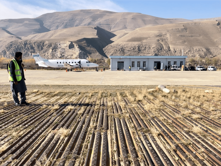A Soviet-built section of runway at Fayzabad airport in the northeast of Afghanistan. Photo: WFP/Jon Dumont